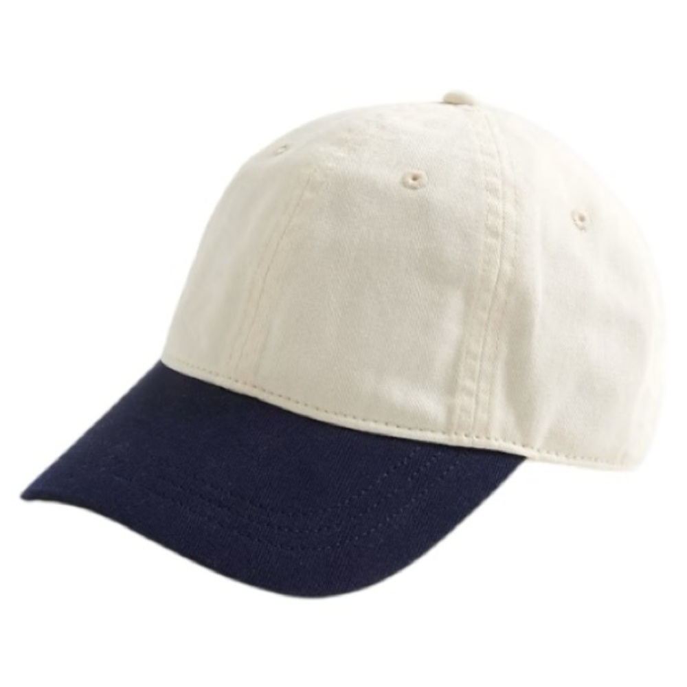 Men’s / Unisex colorblock two-tone baseball cap natural navy OSFM new J. Crew